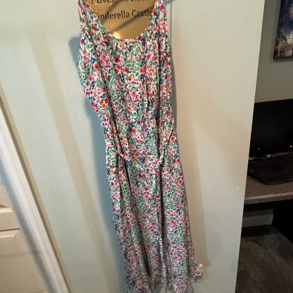 J. Crew Pink and Red Asymmetrical Sundress